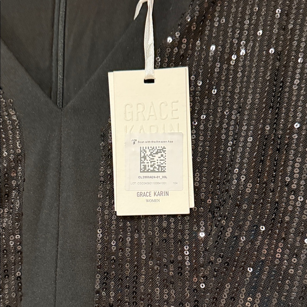 Grace Karin Black Sequin Midi Dress - Picture 2 of 2